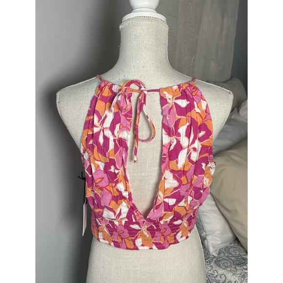 Japna Women’s Crop Tops Lot Size L Pink Floral Halter & Blue Scarf Bandana Top - Picture 12 of 13